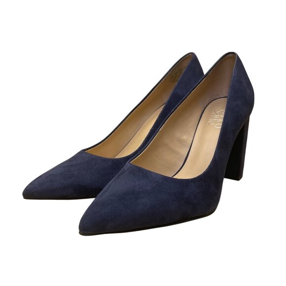 Franco Sarto Women’s Navy Blue Suede Upper L-Palma Block Heels Size 9.5M - Picture 3 of 9